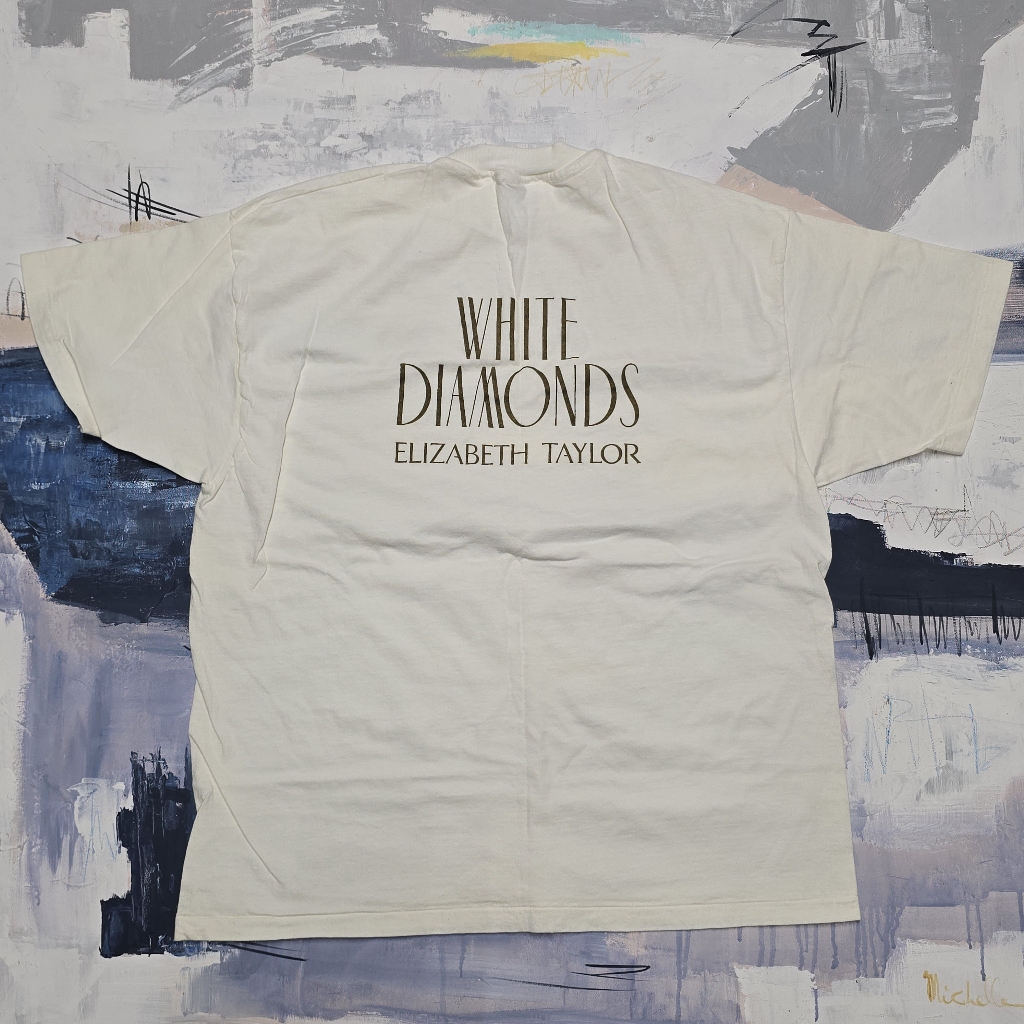 Vintage Elizabeth Taylor White Diamonds Promotional Tshirt Xlarge Single Stitch Vintage Elizabeth Taylor White Diamonds Promotional Tshirt Xlarge Single Stitch